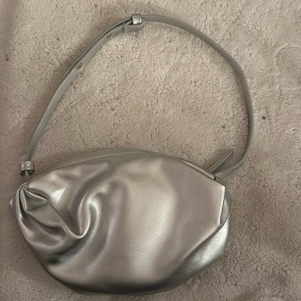 Silver mini clutch